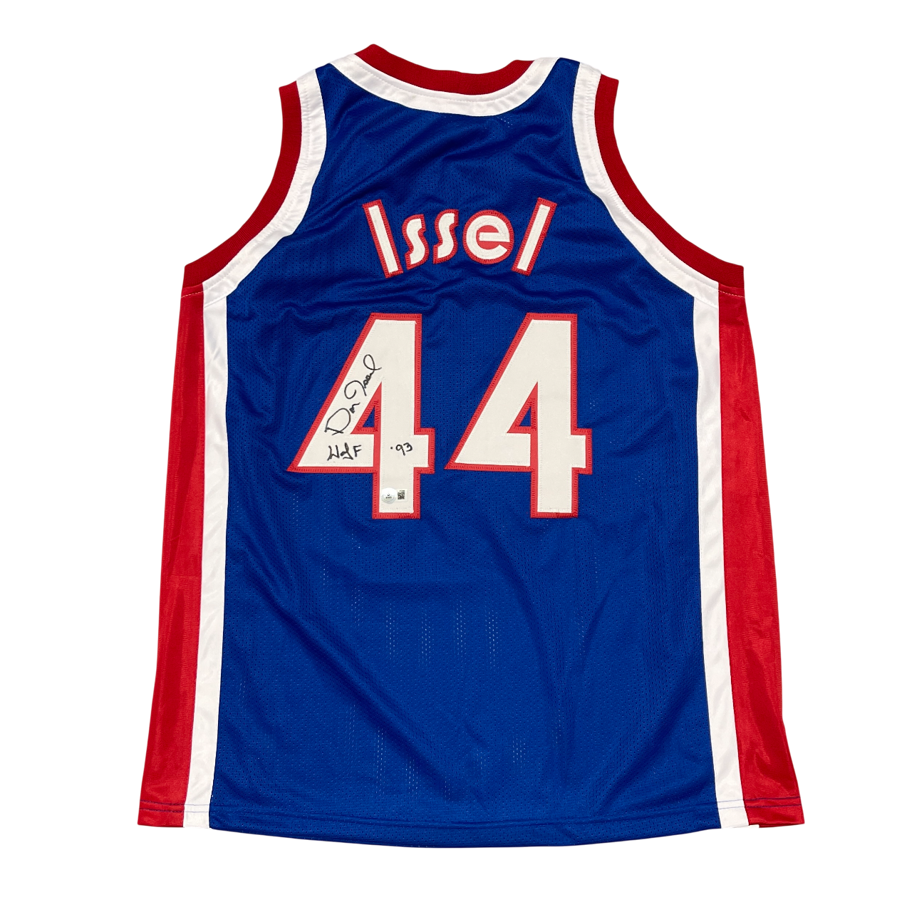 Dan Issel Signed Custom Jersey w/ HOF 93 Beckett Witness Authenticated - Blue Jersey-Powers Sports Memorabilia