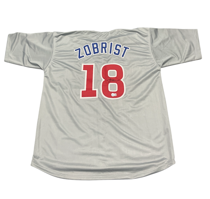 Ben Zobrist Signed Chicago Cubs Custom Jersey Beckett Witness BAS COA-Powers Sports Memorabilia