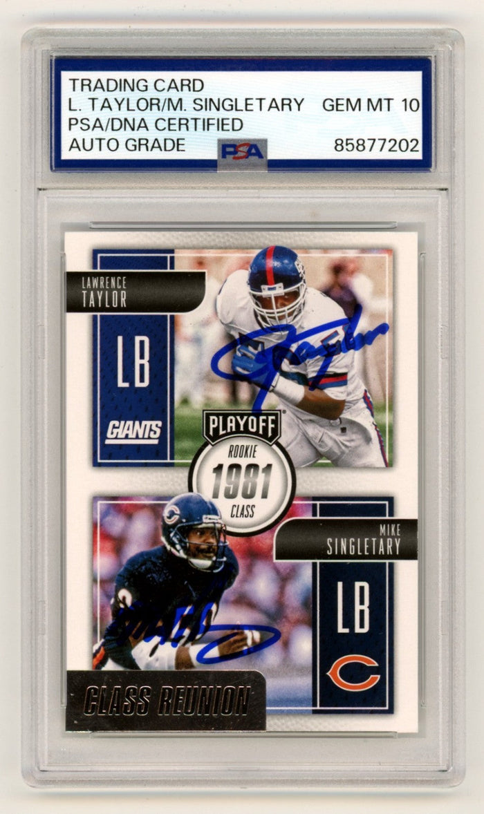 Lawrence Taylor & Mike Singletary 2016 Playoff Class Reunion Signed PSA 10 Auto-Powers Sports Memorabilia
