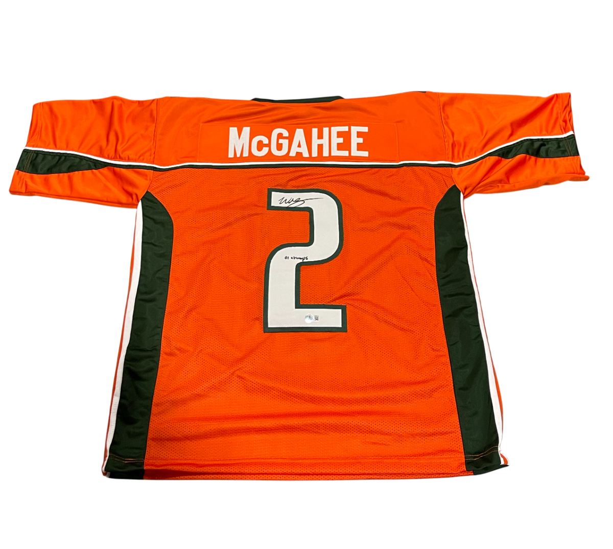 Willis McGahee Signed Miami Custom Jersey w/ 01 Champs Beckett Witness BAS COA-Powers Sports Memorabilia