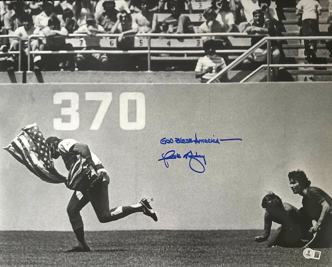 Rick Monday Signed 16x20 Flag Photo w/ God Bless America Beckett Witness BAS COA-Powers Sports Memorabilia