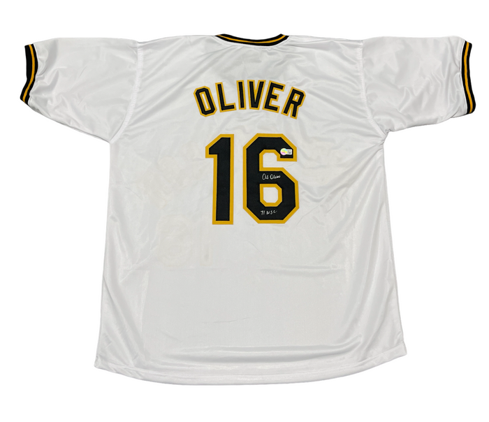 Al Oliver Signed Pittsburgh Pirates Custom Jersey w/ 71 WSC Beckett Wit BAS COA-Powers Sports Memorabilia