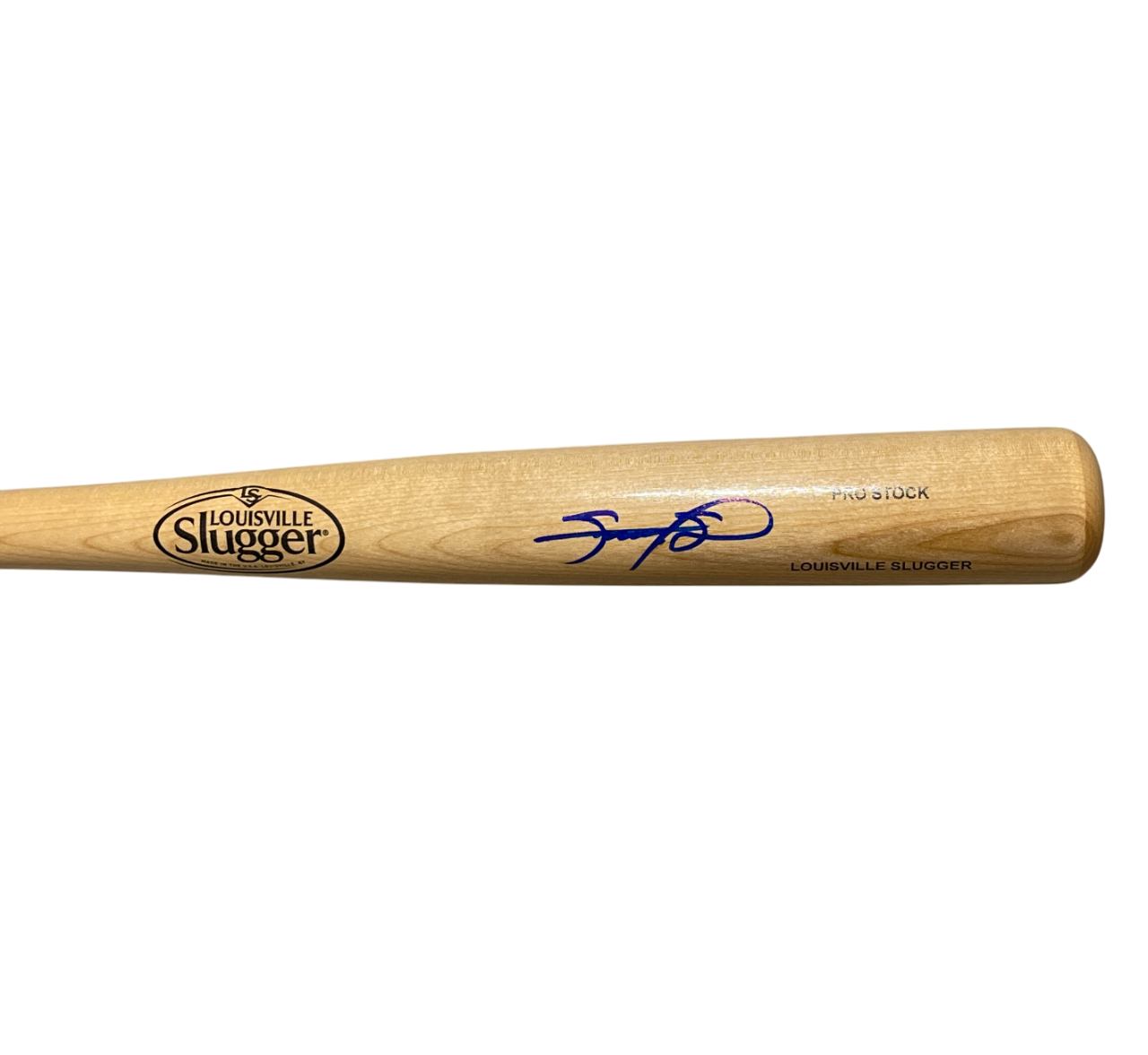 Sammy Sosa Signed Auto Louisville Slugger Natural Bat Beckett Witness Authenticated-Powers Sports Memorabilia