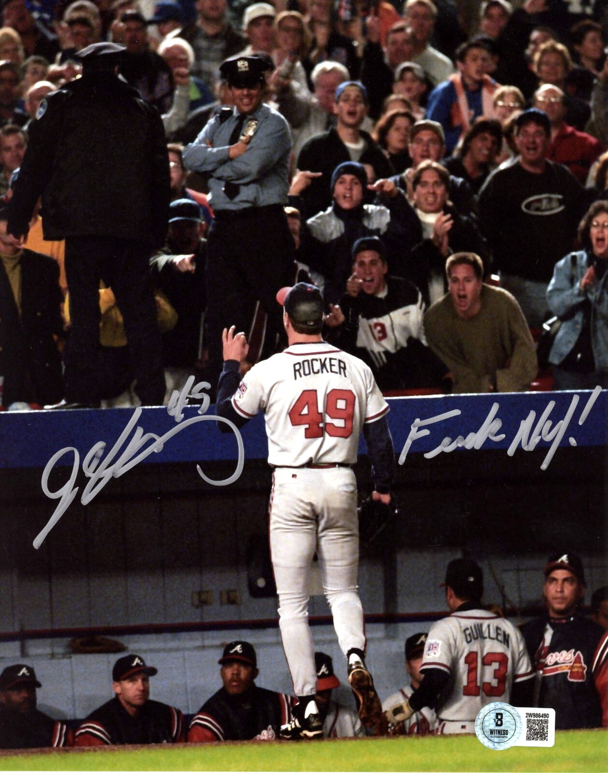 John Rocker Signed Atlanta Braves 8x10 Photo w/ F**K NY Beckett Wit BAS COA #1-Powers Sports Memorabilia