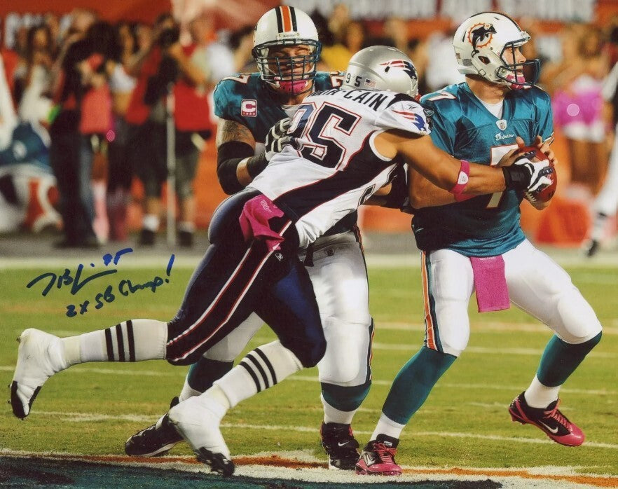 Tully Banta-Cain Signed Patriots 8x10 Photo w/ 2x SB Champ LSCM Authenticated #2-Powers Sports Memorabilia