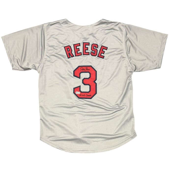 Pokey Reese Signed Custom Jersey w/ 04 WS Champs Beckett Witness Authenticated-Powers Sports Memorabilia