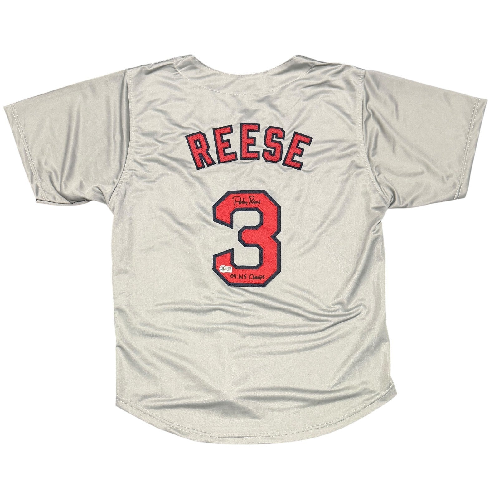 Pokey Reese Signed Custom Jersey w/ 04 WS Champs Beckett Witness Authenticated-Powers Sports Memorabilia