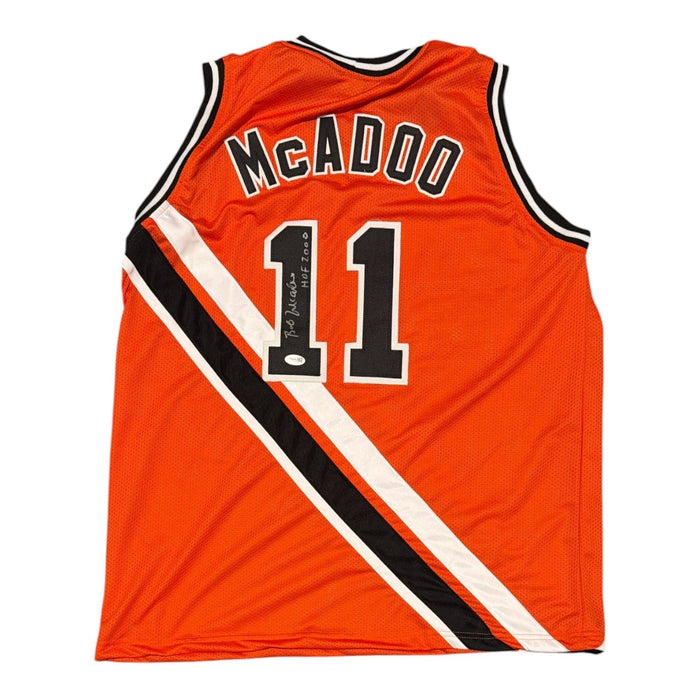 Bob McAdoo Signed Custom Jersey w/ HOF 2000 JSA Witness Authenticated - Orange Jersey-Powers Sports Memorabilia