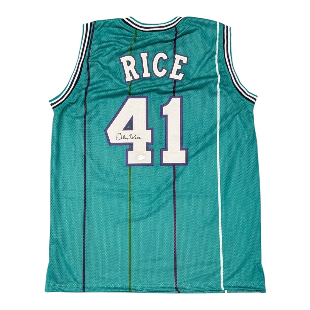 Glen Rice Signed Custom Jersey JSA Witness Authenticated - Teal Jersey-Powers Sports Memorabilia