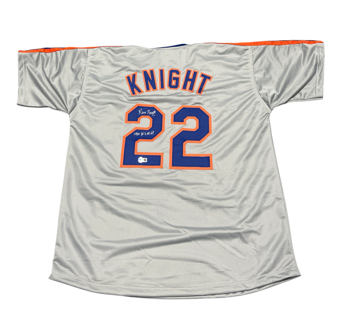Ray Knight Signed New York Mets Custom Jersey w/ 1986 WS MVP Beckett Wit BAS COA-Powers Sports Memorabilia