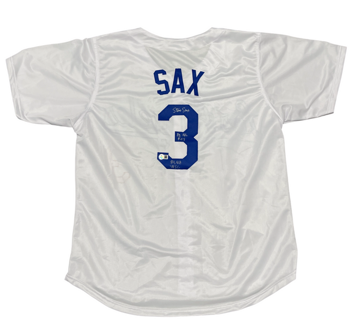 Steve Sax Signed Los Angeles Dodgers Custom Jersey w/ 2 Insc Beckett W BAS COA-Powers Sports Memorabilia