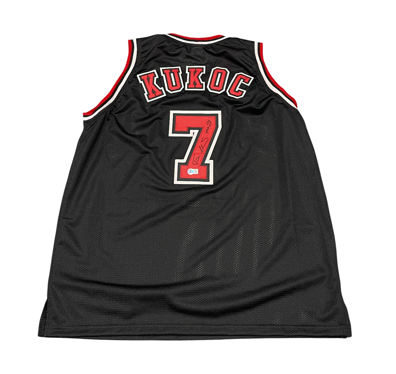 Toni Kukoc Signed Custom Jersey w/ HOF 21 Beckett Witness Authenticated - Black Jersey-Powers Sports Memorabilia