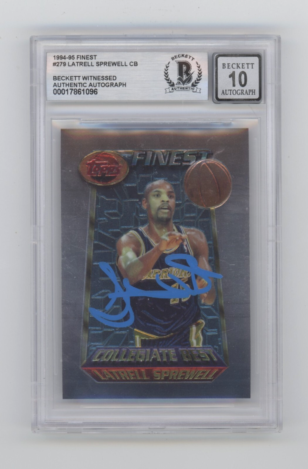 Latrell Sprewell 1994-95 Topps Finest #279 CB Signed Beckett BGS 10 Auto-Powers Sports Memorabilia