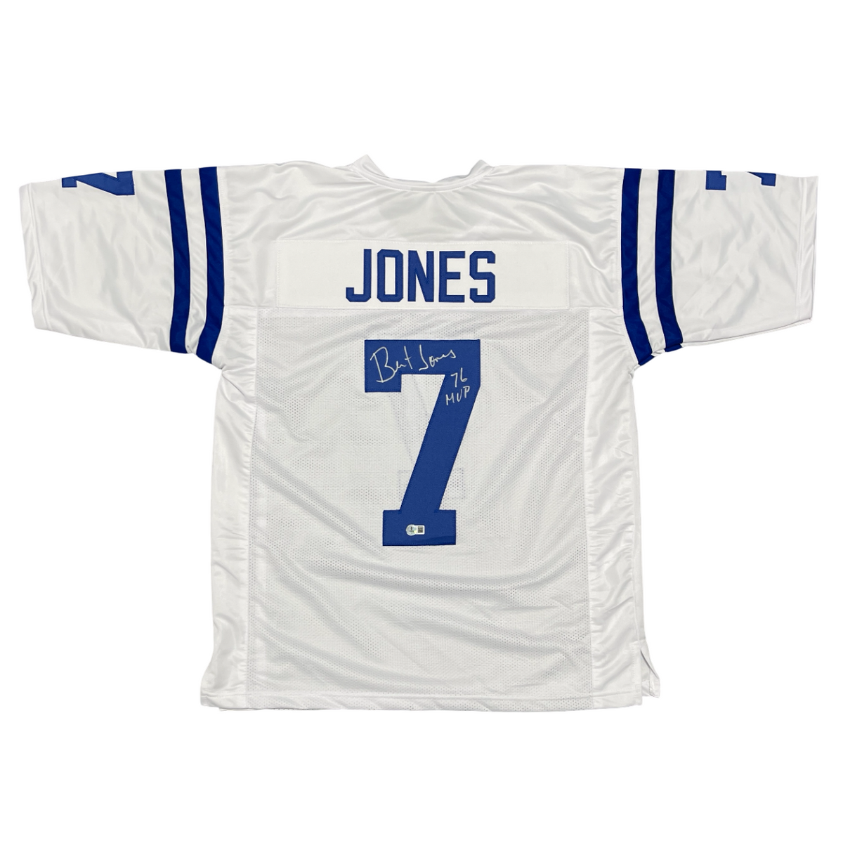 Bert Jones Signed Custom Jersey w/ 76 MVP Beckett Witness Authenticated - White Jersey-Powers Sports Memorabilia