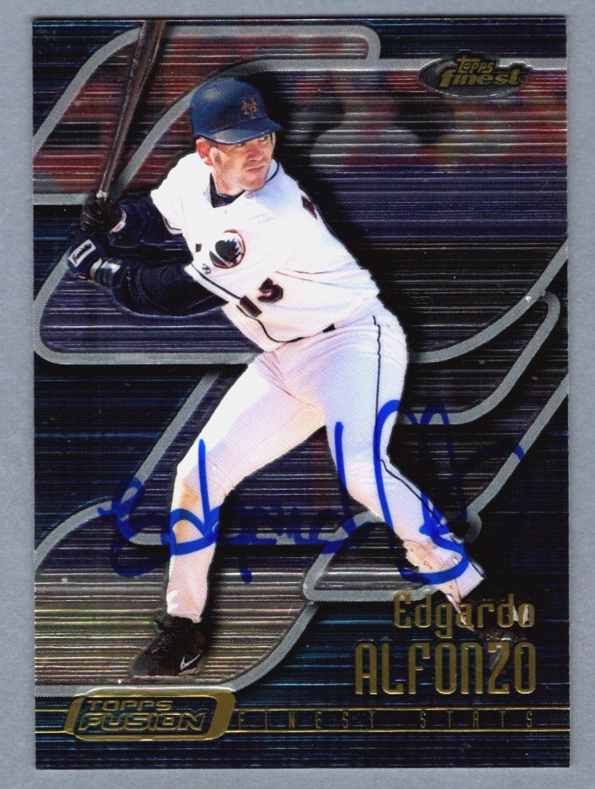 Edgardo Alfonzo Signed 2001 Topps Finest #62 LSCM Authenticated New York Mets-Powers Sports Memorabilia