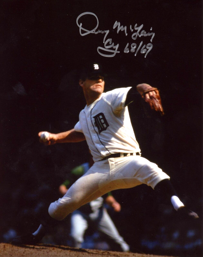Denny McLain Signed Tigers 8x10 Photo w/ CY 68/69 LSCM Authenticated #2-Powers Sports Memorabilia