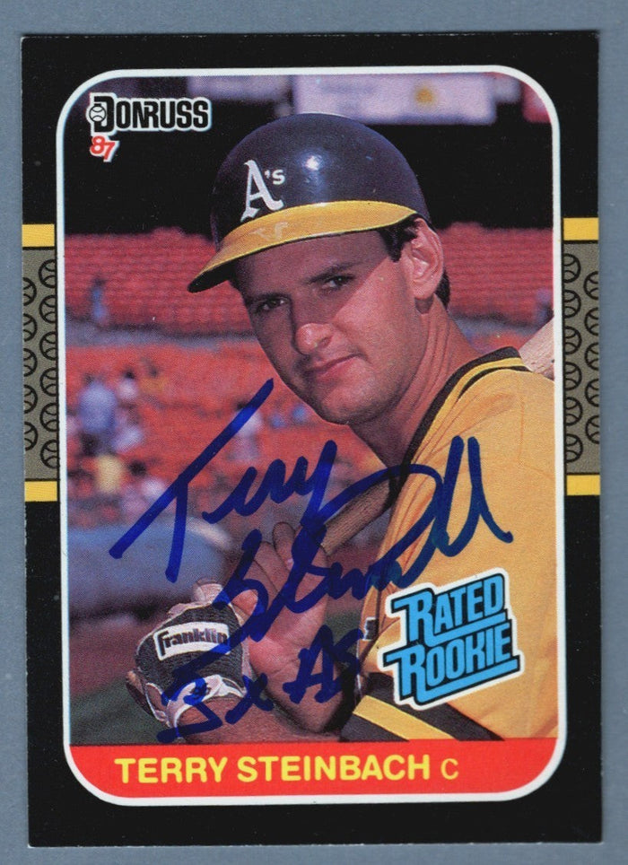 Terry Steinbach Signed 1987 Donruss #34 Rookie RC w/ 3 AS Insc Auto LSCM Authenticated A's-Powers Sports Memorabilia