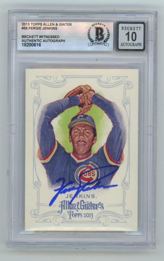 Fergie Jenkins 2013 Topps Allen & Ginter #55 Signed Beckett BGS 10 Auto Cubs HOF-Powers Sports Memorabilia
