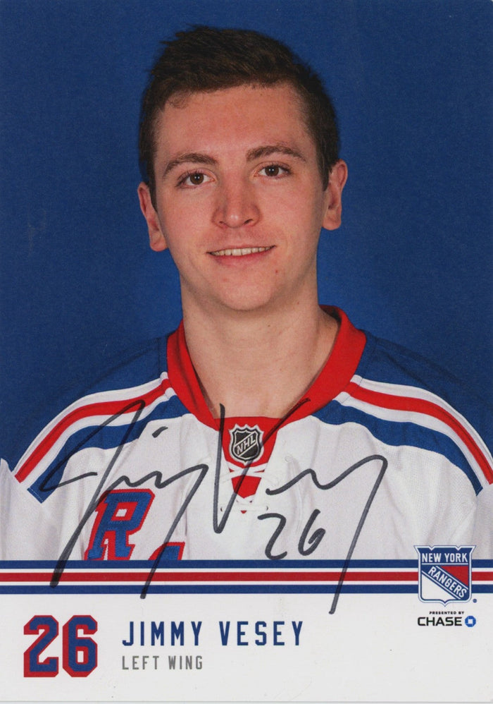 Jimmy Vesey Signed New York Rangers Photo Card NY Rangers Authenticated-Powers Sports Memorabilia