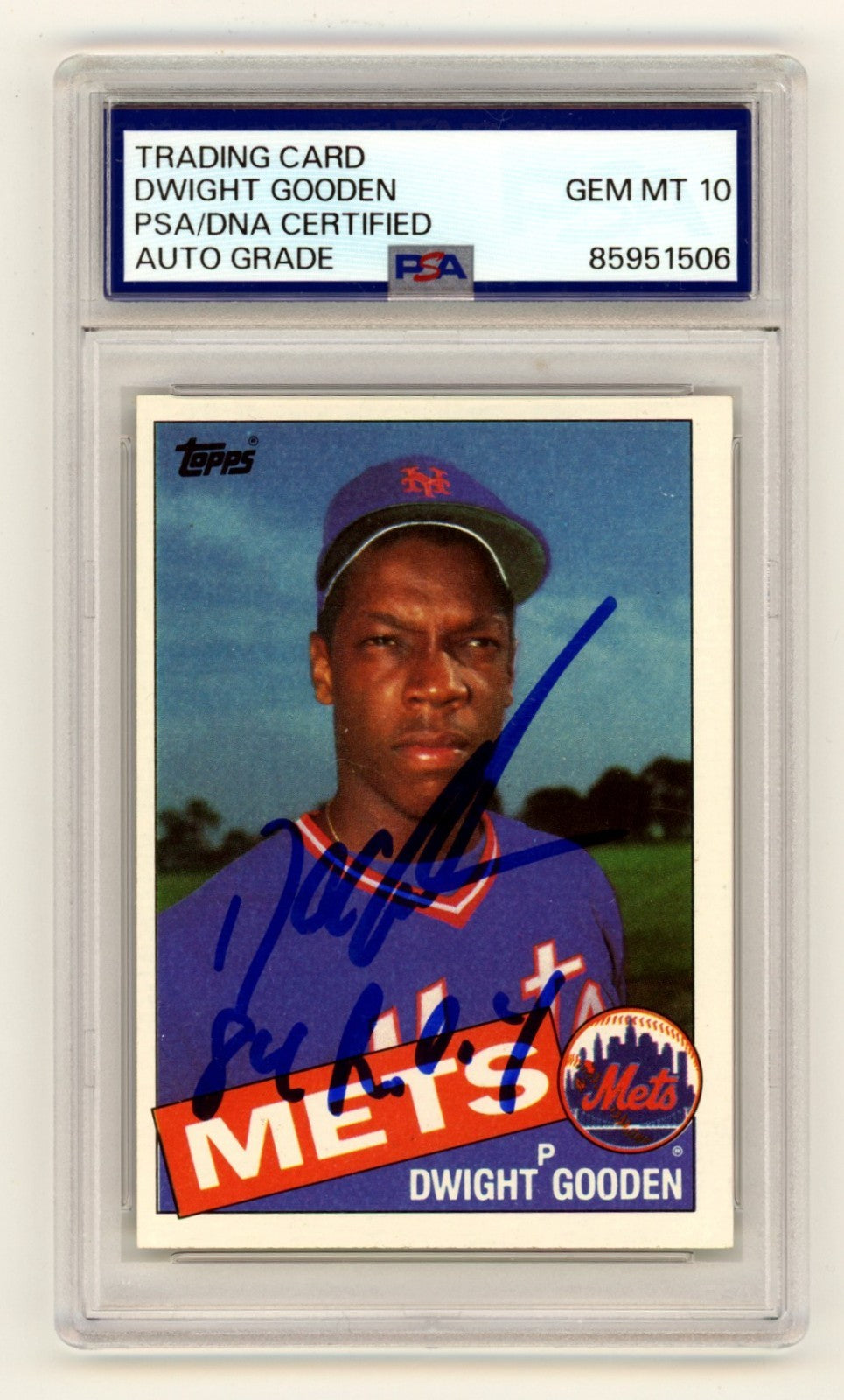 Dwight Doc Gooden Signed 1985 Topps #620 Rookie RC w/ 84 ROY PSA 10 Auto Mets-Powers Sports Memorabilia