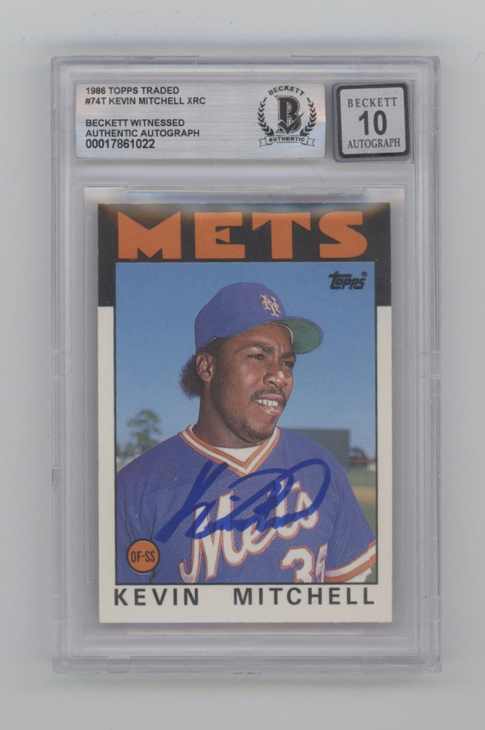 Kevin Mitchell 1986 Topps Traded #74T RC Signed Beckett BGS 10 Auto NY Mets-Powers Sports Memorabilia