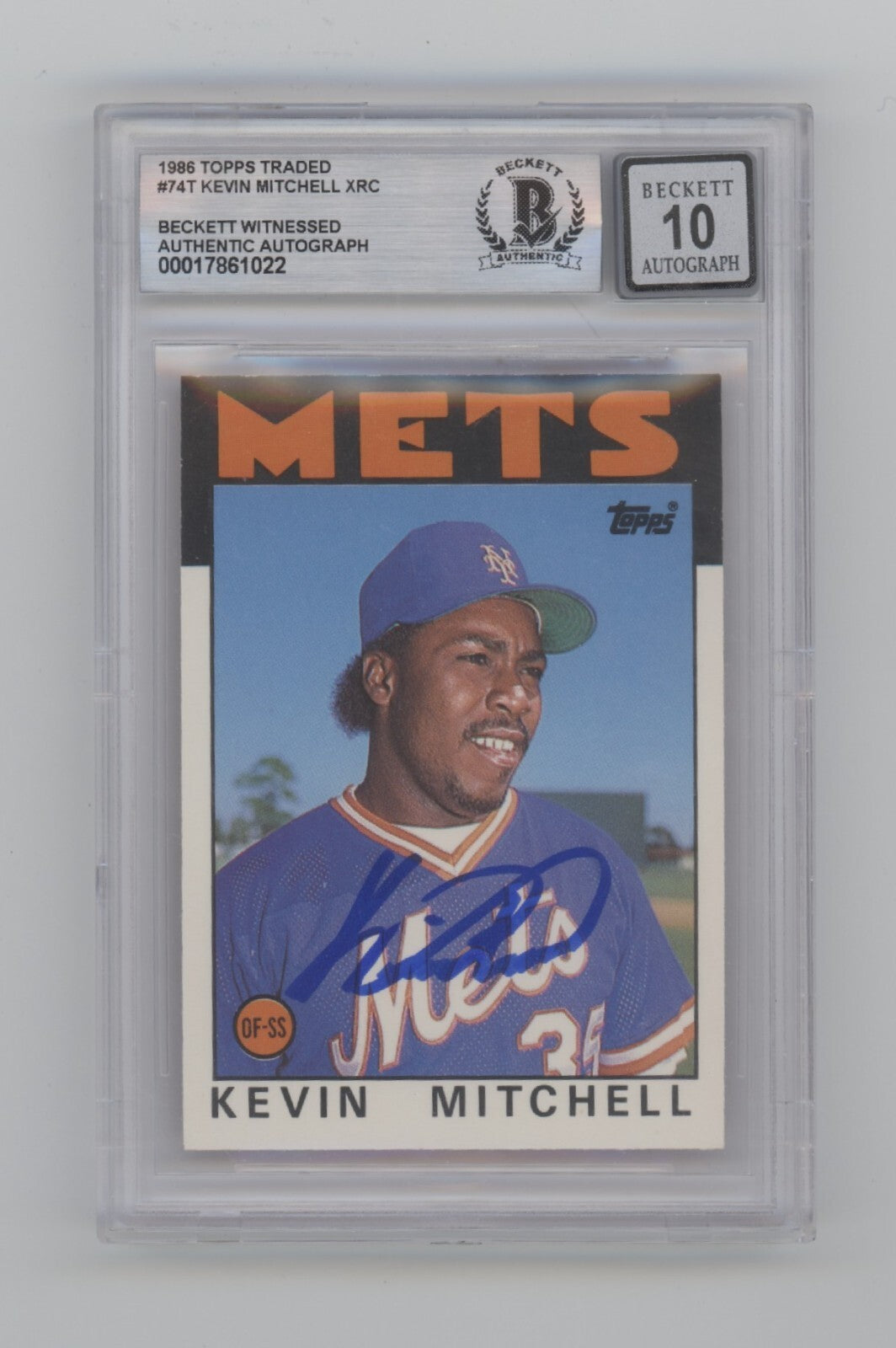 Kevin Mitchell 1986 Topps Traded #74T RC Signed Beckett BGS 10 Auto NY Mets-Powers Sports Memorabilia