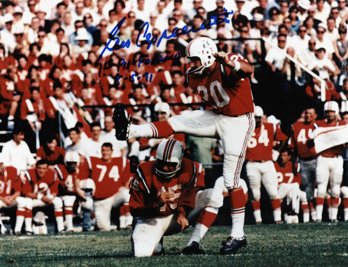 Gino Capelletti Signed Autographed Patriots 8x10 Photo 1st PTS Foxboro LSCM COA-Powers Sports Memorabilia