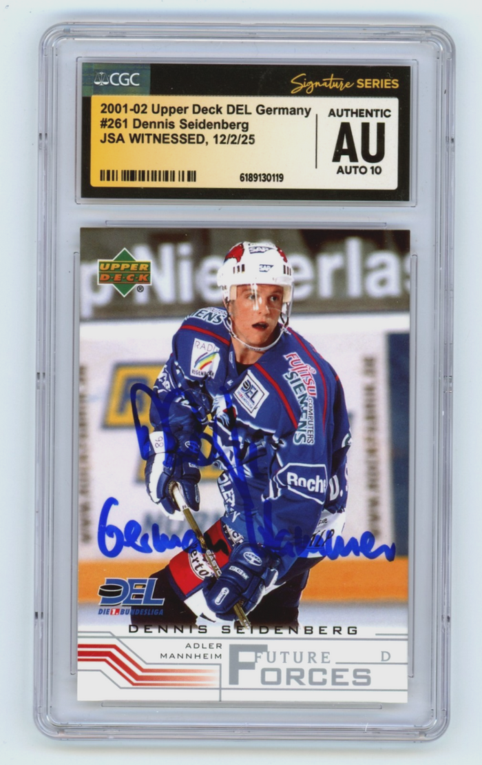 Dennis Seidenberg 2001-02 Upper Deck DEL RC German Hammer Signed JSA CGC 10 Auto-Powers Sports Memorabilia
