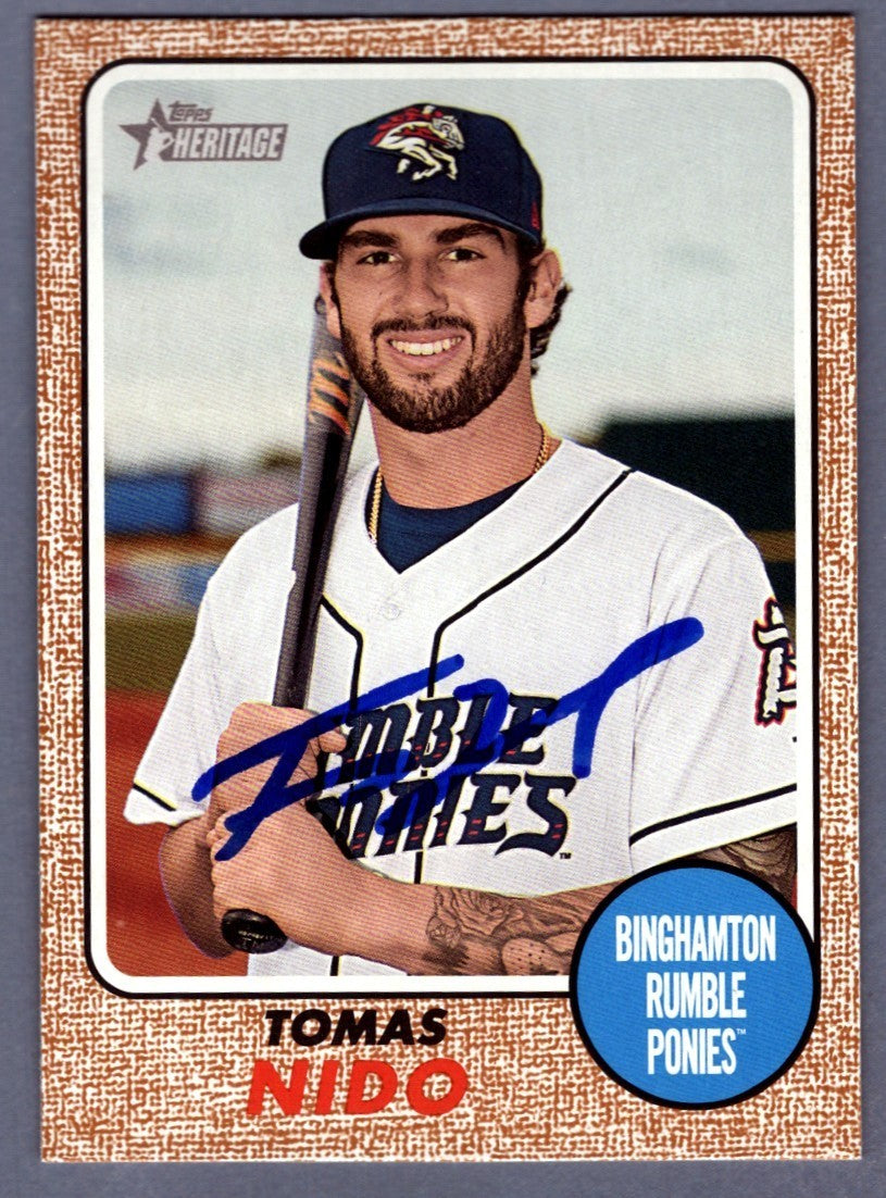 Tomas Nido Signed 2017 Topps Heritage Minors THM #132 Rookie RC New York Mets-Powers Sports Memorabilia