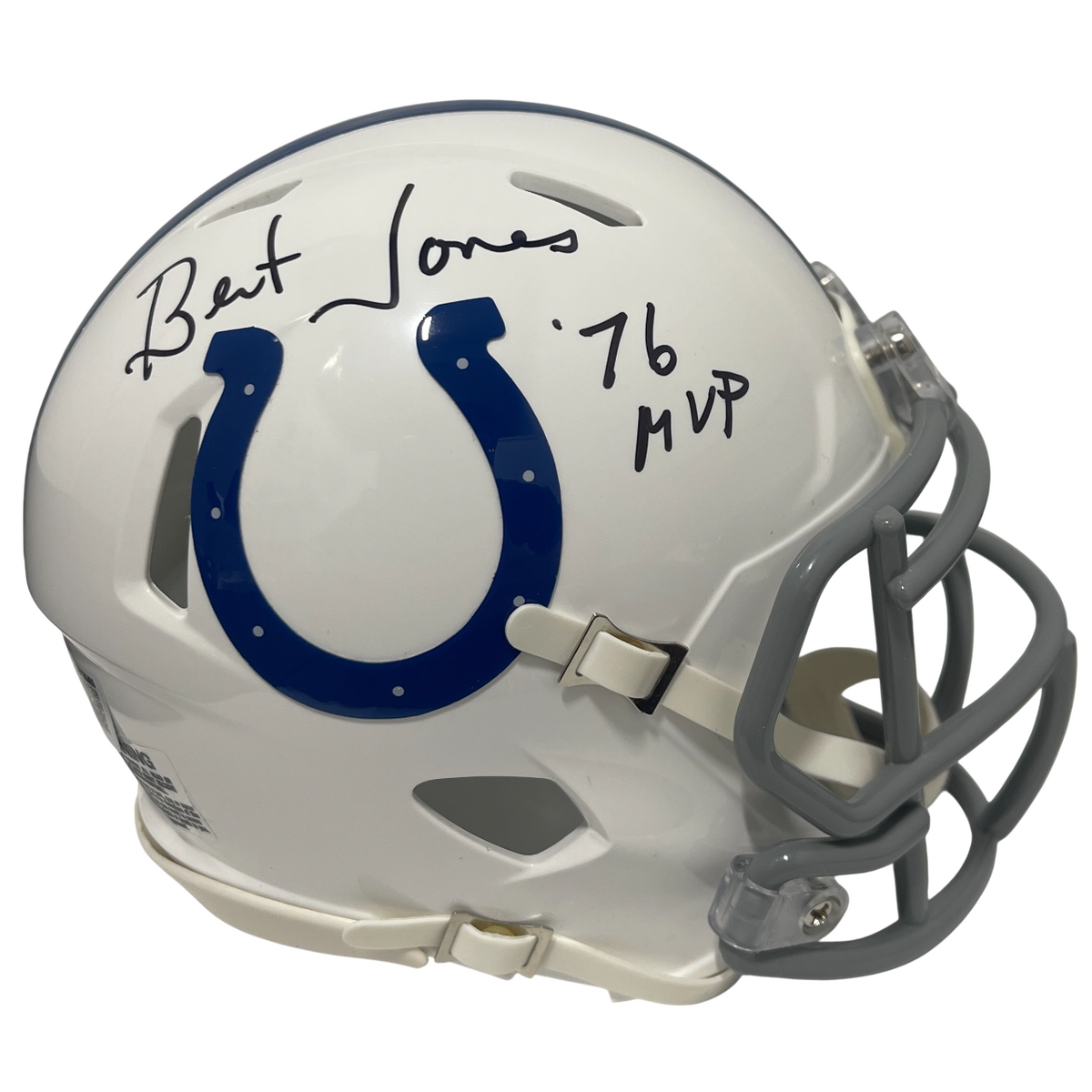Bert Jones Signed Colts Speed Mini Helmet w/ 76 MVP Beckett Witness BAS COA-Powers Sports Memorabilia