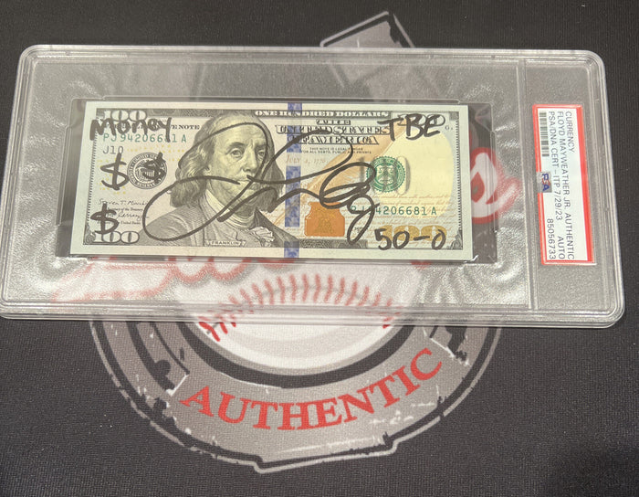 Floyd Mayweather Jr. Signed $100 Bill US Currency x4 Inscription PSA Auth Auto C-Powers Sports Memorabilia