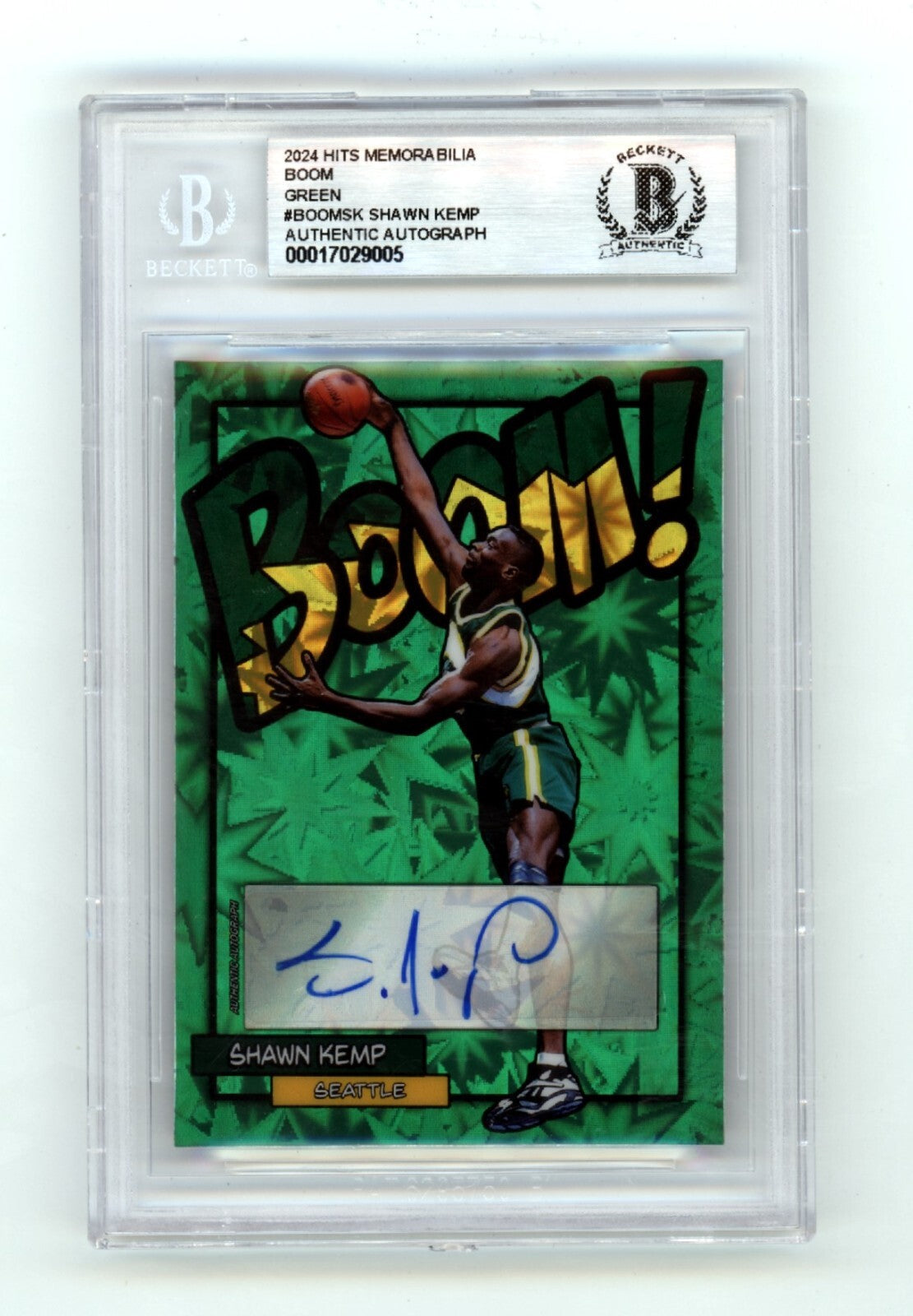 Shawn Kemp 2024 Hits Memorabilia BOOM Green #/5 Signed BGS BAS Auto Sonics-Powers Sports Memorabilia
