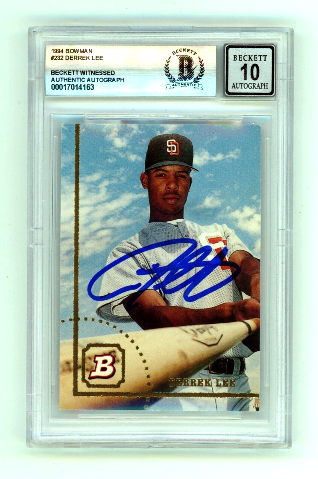 Derrek Lee 1994 Bowman #232 Rookie RC Signed Beckett Wit BAS BGS 10 Auto-Powers Sports Memorabilia
