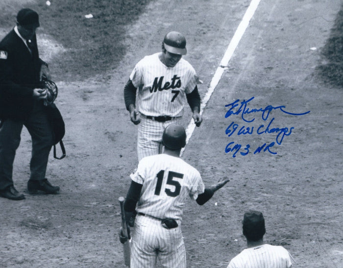 Ed Kranepool Signed New York Mets 8x10 Photo w/ 69 WSC Game 3 HR LSCM Authenticated #5-Powers Sports Memorabilia