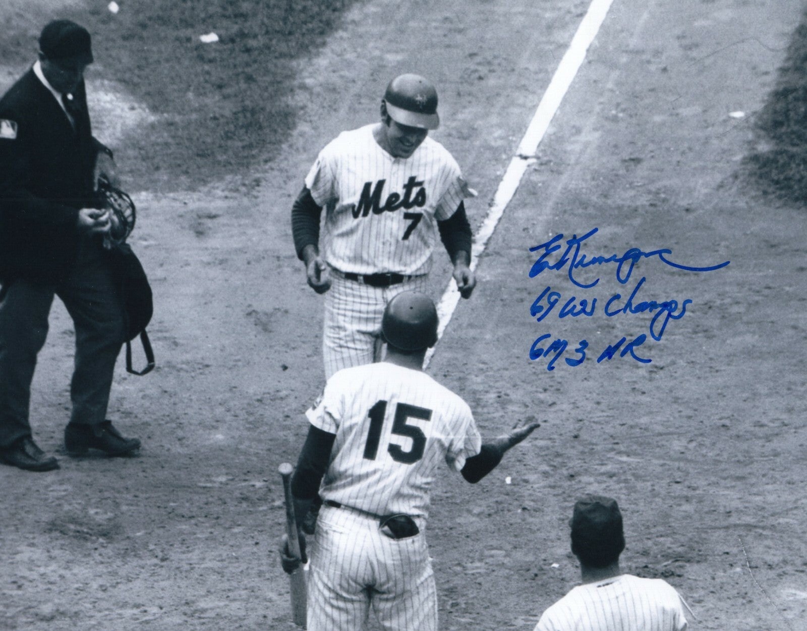 Ed Kranepool Signed New York Mets 8x10 Photo w/ 69 WSC Game 3 HR LSCM Authenticated #5-Powers Sports Memorabilia