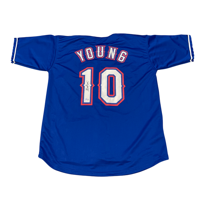 Michael Young Signed Texas Rangers Custom Jersey Beckett Witness BAS COA-Powers Sports Memorabilia