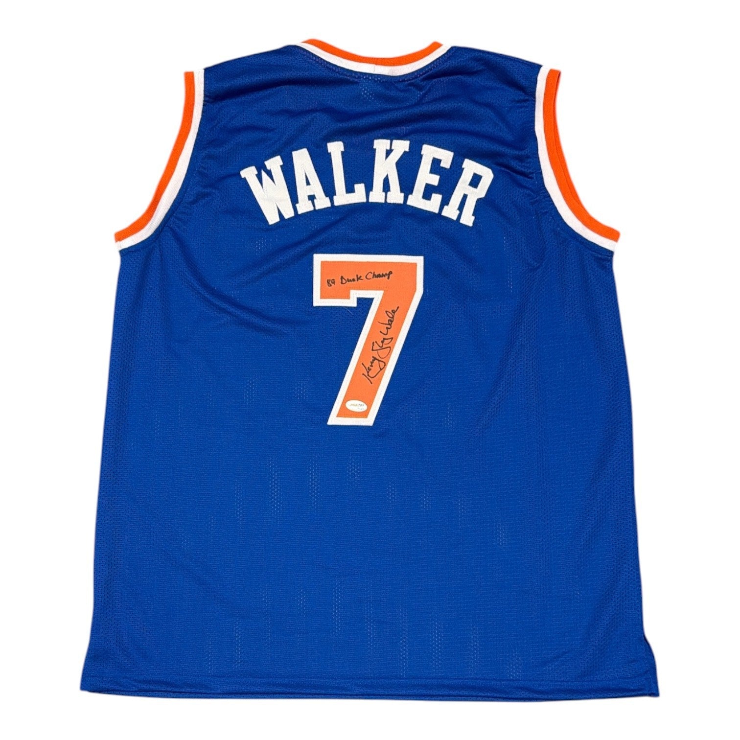 Kenny Sky Walker Signed Custom Jersey w/ 89 Dunk Champ JSA Witness Authenticated - Blue Jersey-Powers Sports Memorabilia