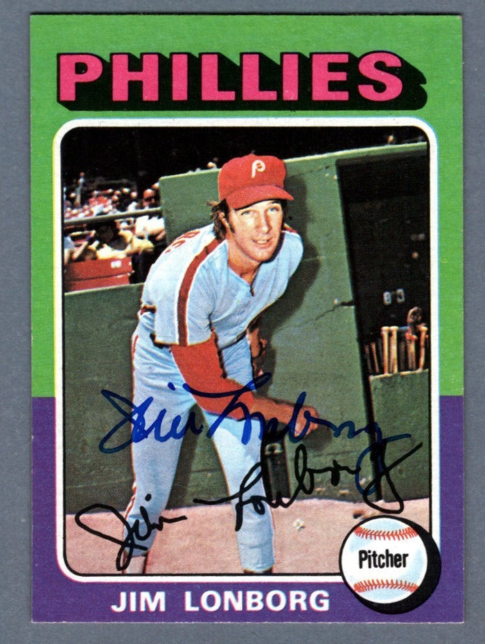 Jim Lonborg Signed 1975 Topps Mini #94 LSCM Authenticated Philadelphia Phillies-Powers Sports Memorabilia