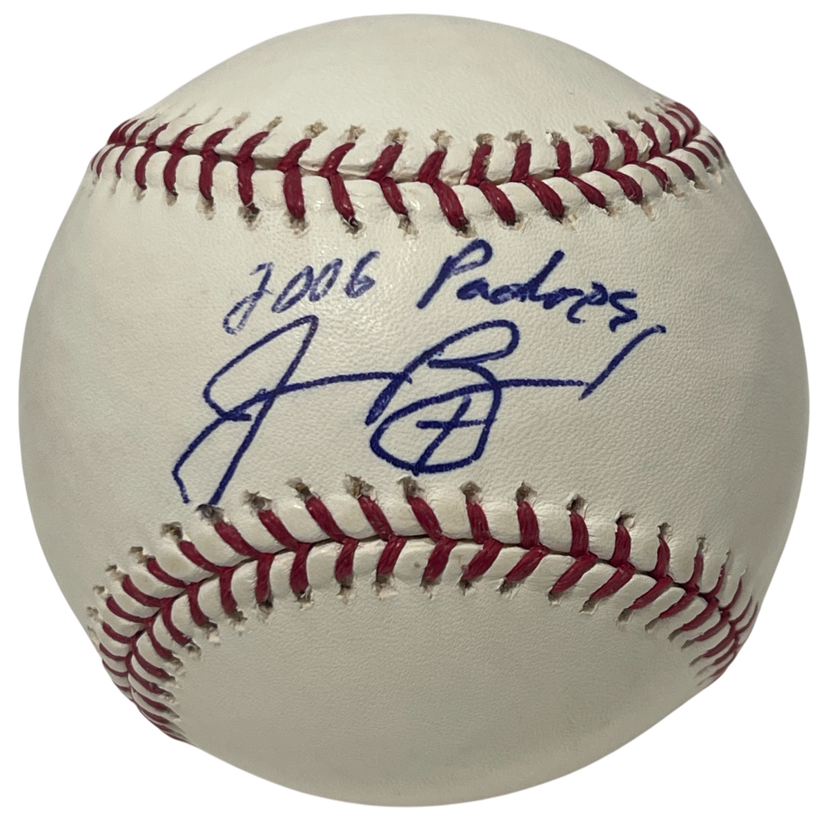 Josh Bard Signed ROMLB Baseball w/ Padres Insc. LSCM Authenticated-Powers Sports Memorabilia