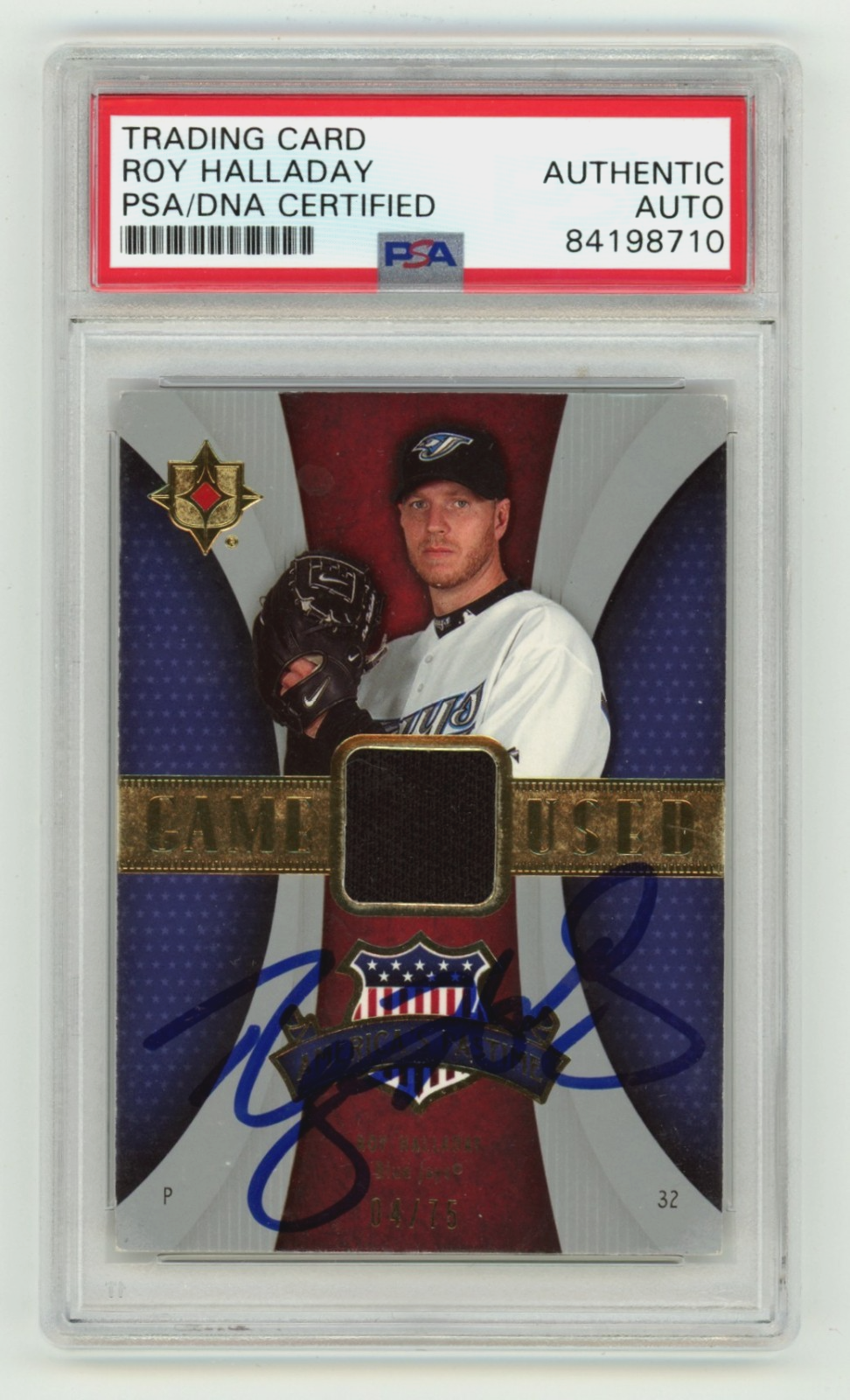 Roy Halladay 2007 Upper Deck Pastime Signed Patch Auto #4/75 PSA Authentic Auto-Powers Sports Memorabilia