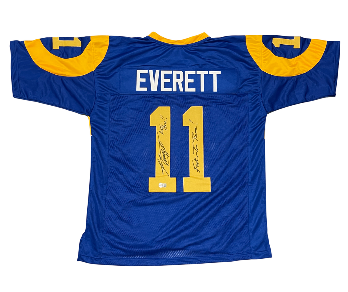 Jim Everett Signed Rams Custom Jersey w Not Chris F** Jim Rome Beckett W BAS COA-Powers Sports Memorabilia
