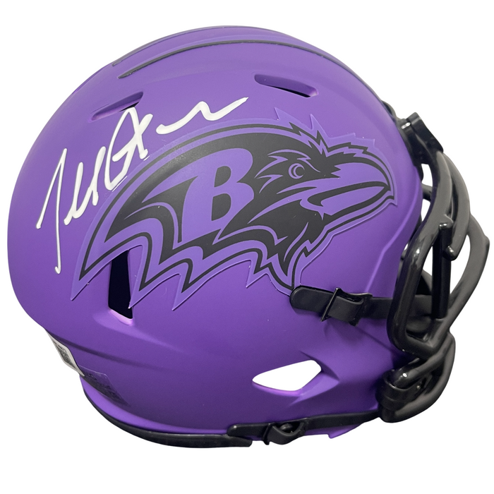 Terrell Suggs Signed Baltimore Ravens Rave Mini Helmet Beckett Witness Authenticated-Powers Sports Memorabilia