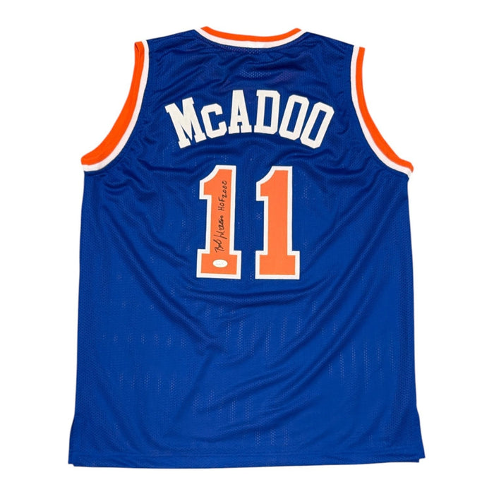 Bob McAdoo Signed Custom Jersey w/ HOF 2000 JSA Witness Authenticated - Blue Jersey-Powers Sports Memorabilia