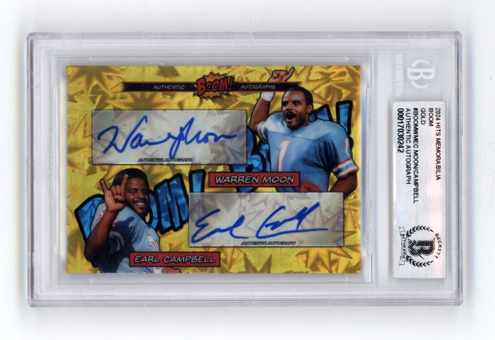 Warren Moon & Earl Campbell 2024 Hits BOOM Gold #1/10 Dual Signed BGS BAS Auto-Powers Sports Memorabilia