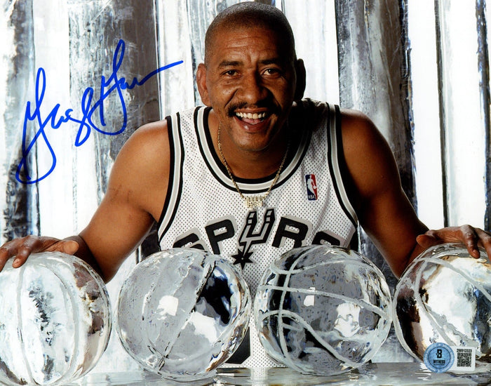 George Gervin Signed San Antonio Spurs 8x10 Photo Beckett Witness Authenticated #2-Powers Sports Memorabilia