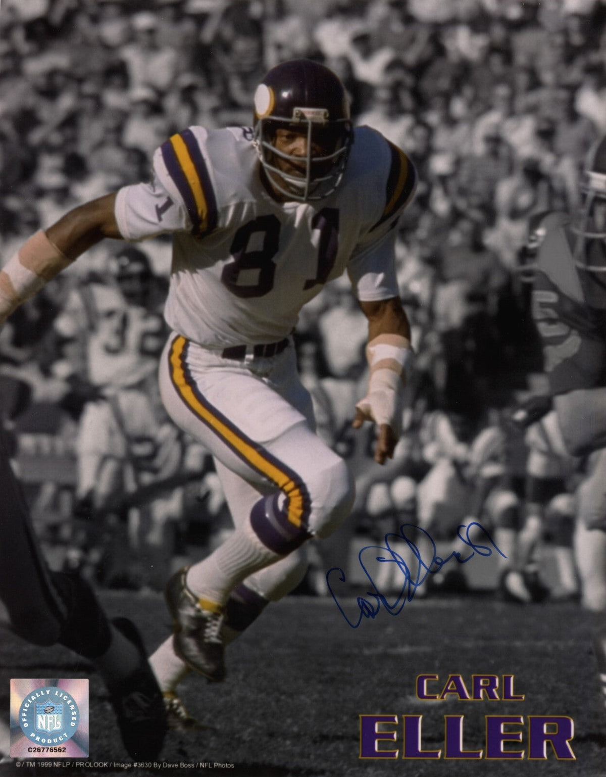 Carl Eller Signed Minnesota Vikings 8x10 Photo LSCM Authenticated-Powers Sports Memorabilia