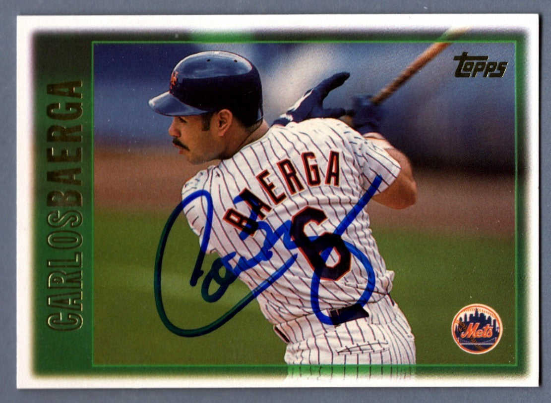 Carlos Baerga Signed 1997 Topps #381 LSCM Authenticated New York Mets-Powers Sports Memorabilia