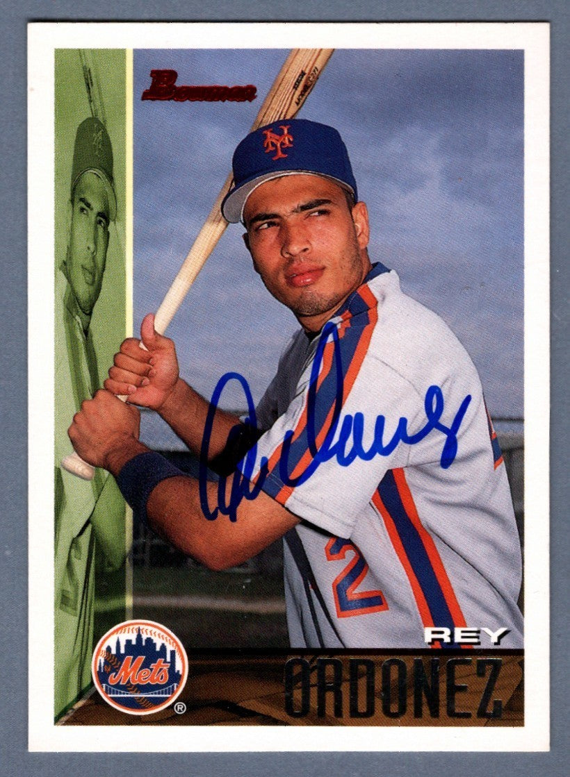 Rey Ordonez Signed 1995 Bowman #140 Rookie RC LSCM Authenticated New York Mets-Powers Sports Memorabilia