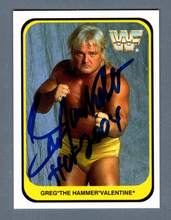 Greg "The Hammer" Valentine Signed 1991 Merlin WWF English 16 w/ HOF 04 LSCM Authenticated-Powers Sports Memorabilia
