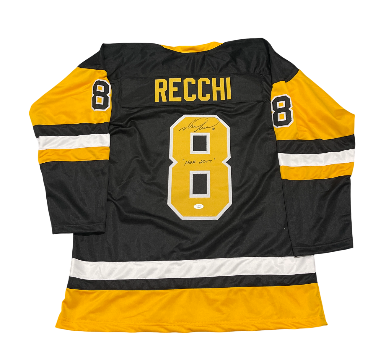 Mark Recchi Signed Custom Jersey w/ HOF 2017 JSA Authenticated - Black Jersey-Powers Sports Memorabilia